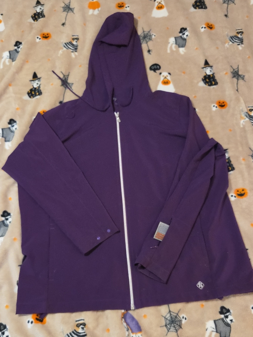 Purple Hooded Zip-Up Scrub Jacket